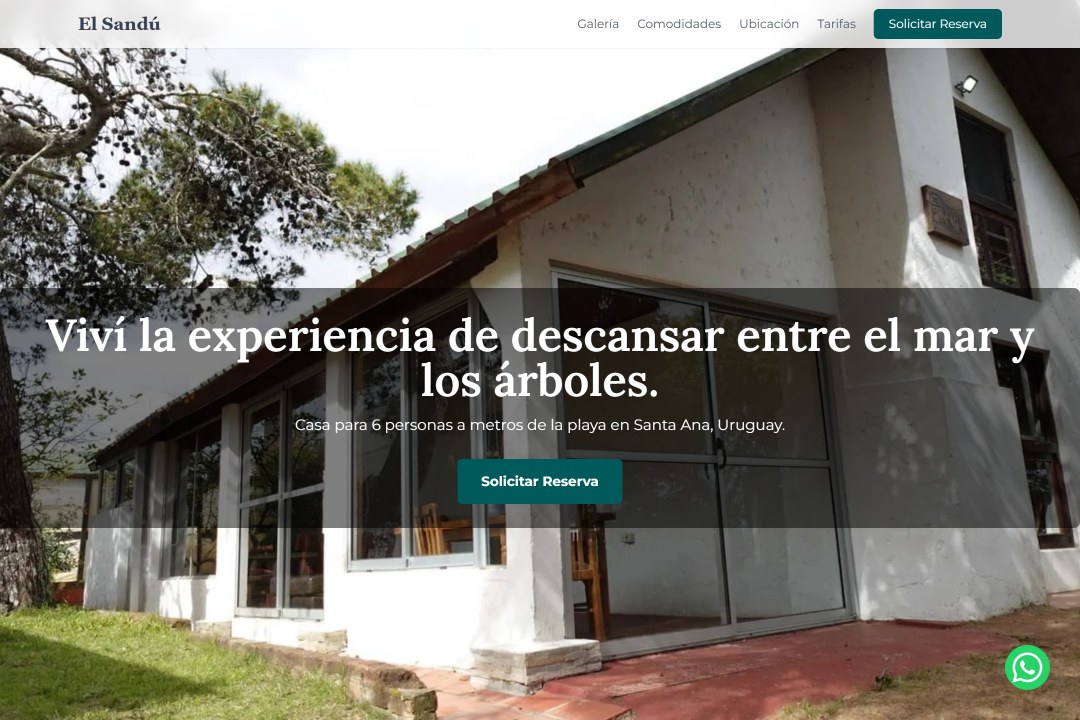 Sitio web de El Sandú, casa de alquiler en Santa Ana