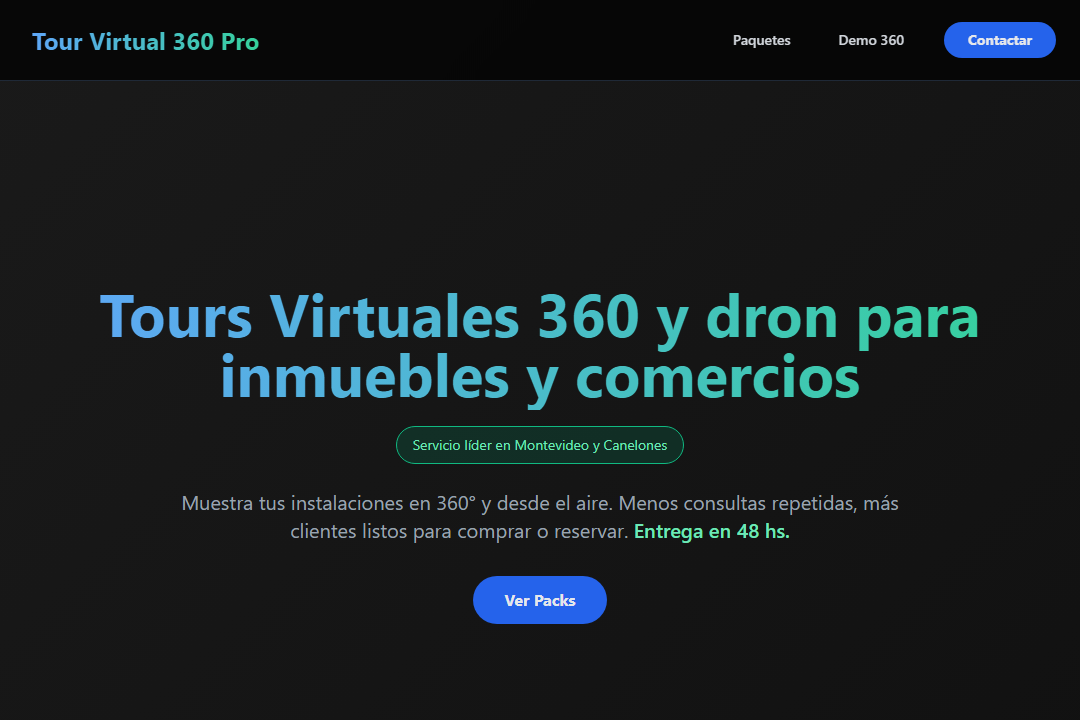 Sitio web de Tour Virtual 360, recorridos virtuales en Uruguay